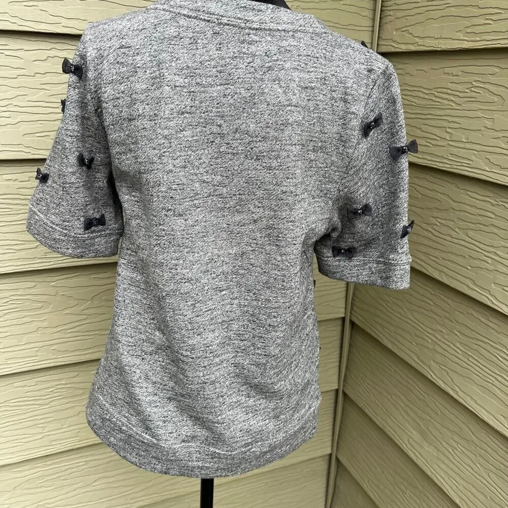 J. Crew Short Sleeve Crewneck Ribbon & Bows Sweatshirt, Women's size S